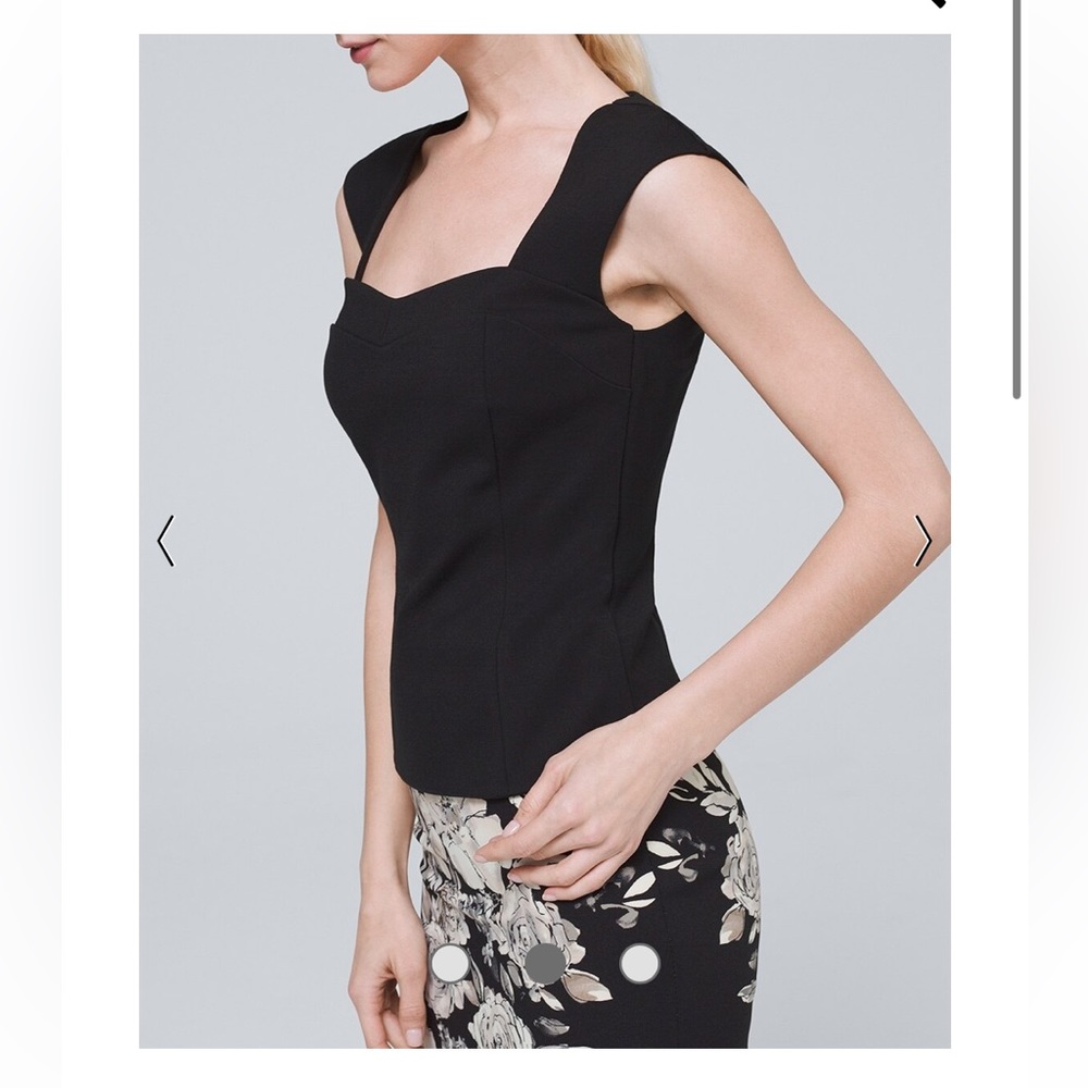 NWT White House Black Market Ponte Bodice Top in Black size 10